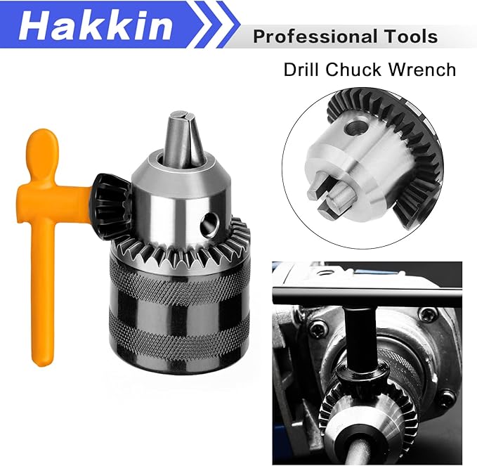 Hakkin 6 Sizes Drill Chuck Key Wrench, 3/4" 5/8" 1/2" 3/8" 1/4" 5/32" Carbon Steel Heavy Duty Thumb Handle Replacement Drill Chuck Key Wrench, Electric Drill Clamping Tool