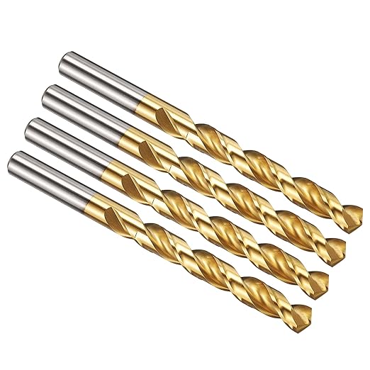PATIKIL 11.5mm Drill Bit, M42 8% Cobalt High-Speed Steel Jobber Straight Shank 135° Titanium Nitride (TiN) Coated for Hard Metal Stainless Steel - 4 Pack