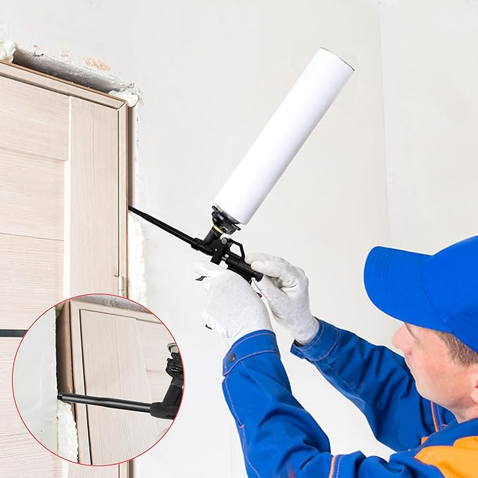 Spray Foam Guns, 2 Pcs Spray Foam Insulation Gun, Professional Foam Dispensing Gun, Heavy Duty Expanding Foam Gun with 4 Pcs Long Tube Nozzle, Spray Foam Applicator for Caulking, Filling, Sealing