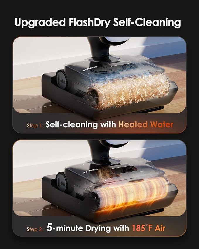 Tineco Floor One S9 Artist Steam Wet Dry Vacuum Cleaner, High-Temp Steam Cleaning, 22kPa Suction, 360째 SmoothDrive, Anti-Tangle Design, 185째F Flashdry, Long Runtime, 180째 Lay-Flat