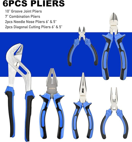 24-Piece Household Tool Kit for Men Repair Hand Tool Set Bag with Hammer, Screwdriver,Pliers, Wrench set with Storage Bag