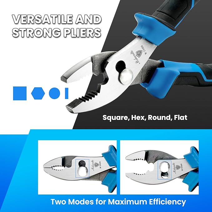 8" Adjustable Slip Joint Pliers, Heavy Duty Alloy Steel Plumbing Pliers with Serrated Jaws, Non-Slip TPR Handles, Groove Joint Pliers for Plumbing, Automotive, Home & DIY Repairs Hand Tools