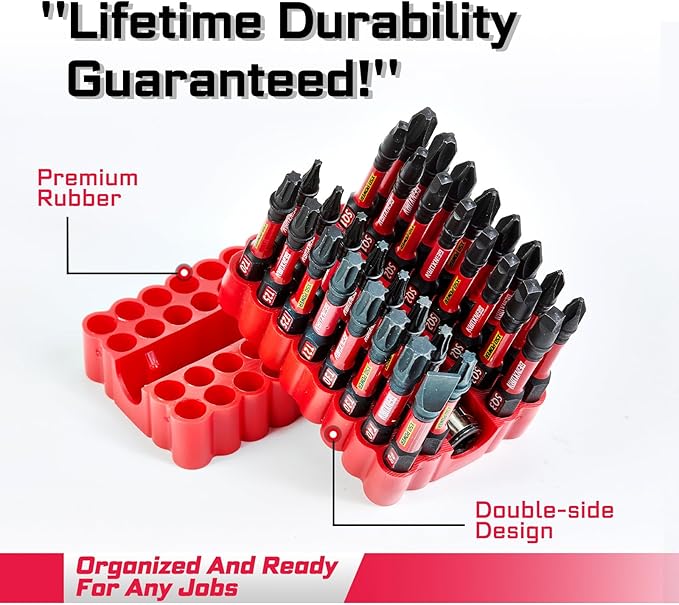 Impact Screwdriver Bits Set, 33 Pieces 2?쒶ulti Head Magnetic S2 Steel Driver Bits PH/SQ/Torx/Slotted With Red Soft Base