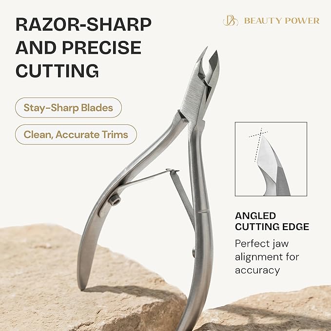 Manicure Pedicure Set 7-in-1 Stainless Steel, Ultra Sharp, Slanted Nail Clipper, Fingernail Clipper, Cuticle Nipper, Glass Nail File, Eyebrow Tweezers, Scissors, Case ??Gift (Matte Gray)