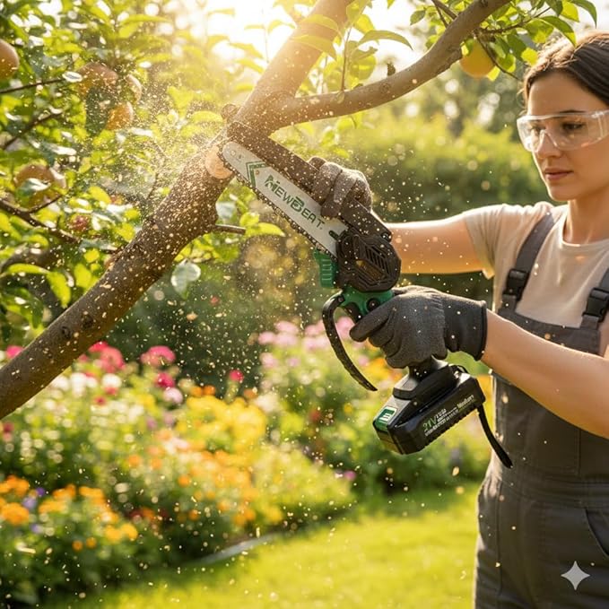 6-Inch Cordless Mini Chainsaw - Battery Powered Handheld Electric Portable Saw for Tree Branch Trimming, Wood Cutting & Garden Tools