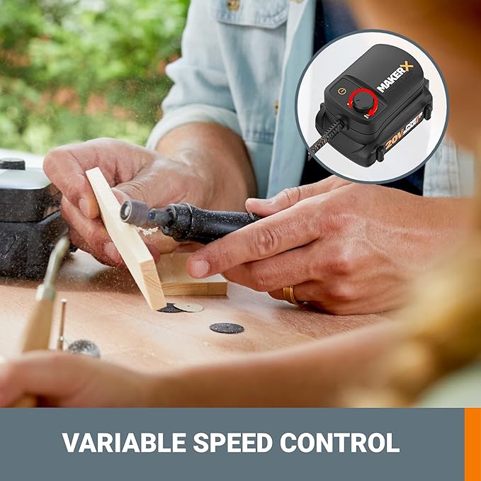 Worx WX996L MAKERX 6 Tool Kit: Rotary Tool, Wood & Metal Crafter, Air Brush, Heat Gun, Grinder and LED Flex Light in Carry Bag