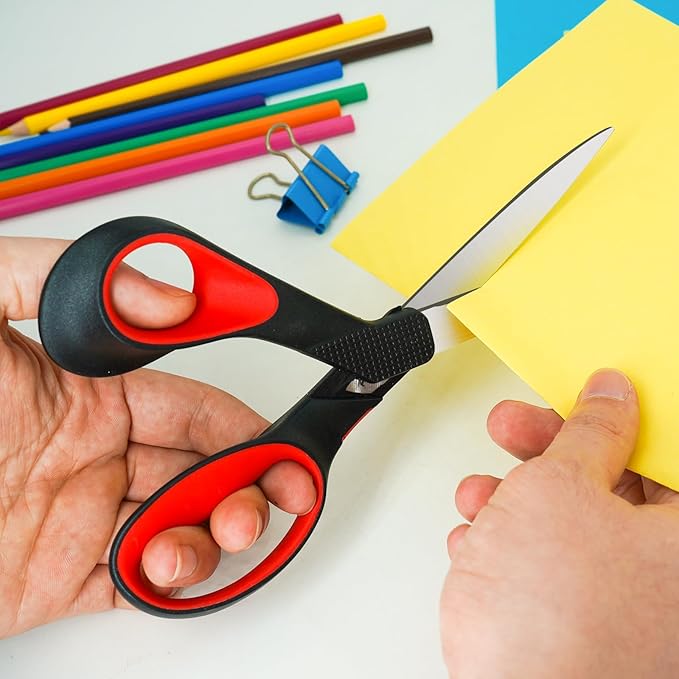 OneName Left Handed Scissors,Left Handed Scissors All Purpose,Stainless Steel Sharp Blade Soft Comfort-Grip Handles Lefty Scissor for School,Office,Home,Crafting Cutting Paper 8 Inch 3 Pack