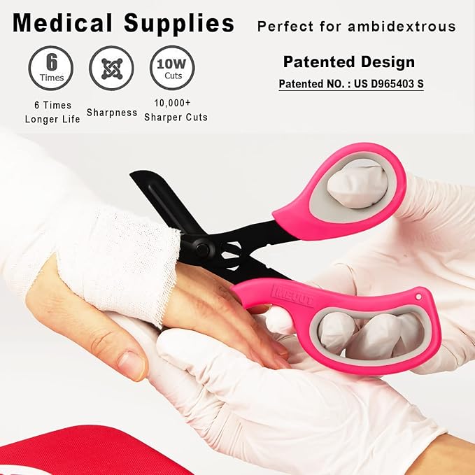 MEUUT 3 Pack Pen light & Medical Scissors-One Pantented Trauma Scissor Two LED Penlight with Pupil Gauge -8" Bandage Scissor for Nurse Doctor EMT