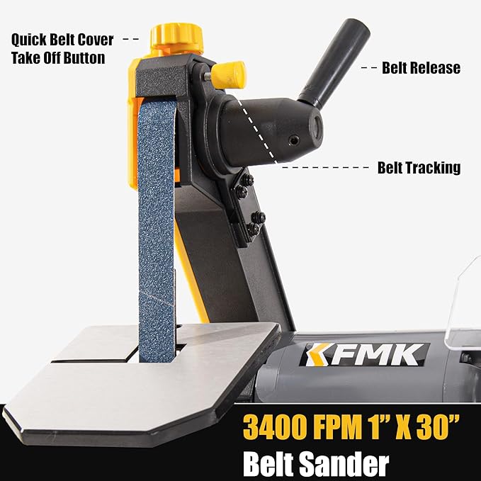 High Speed 6" Bench Grinder & 1"x30" Belt Sander Combo, Bench Belt Sander & Grinder for Metalworking, Belt Grinder for Knife Making, sharpening