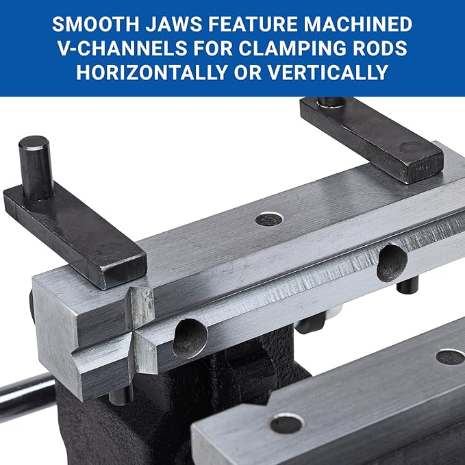 Yost Vises MV-5 5" Wide Jaw Multipurpose Bench Vise | Industrial-Grade Work Table Mechanic Tools for Wood & Metal Works | 360째 Swivel Base | Includes 4 Jaw Dogs