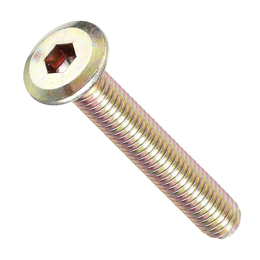 METALLIXITY Flat Head Hex Socket Cap Screws Bolts(M6-1x40) 20Pcs, Steel Hex Socket Furniture Bolts Screws - for Furniture Woodworking Project, Yellow