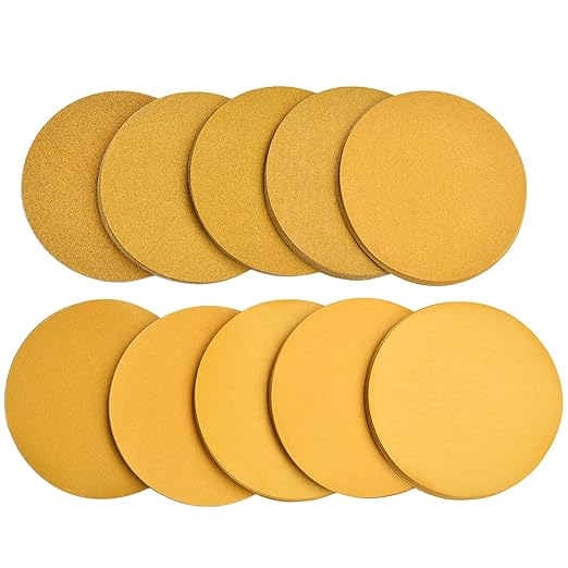 6-Inch No-Hole Hook and Loop Sanding Discs, 60/80/100/120/150/220/320/400/600/800 Assorted Grits Sandpaper for Random Orbital Sander, 100-Pack