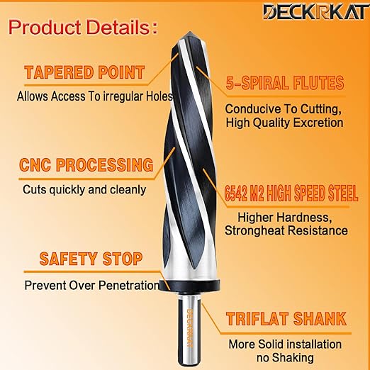 1-3/16" Reamer Drill Bit for Metal, M2 HSS Taper Reamer for Steel, Alloy, Wood, Plastic to Align, Enlarge Holes ??5-Spiral Flutes,1/2" Non-Slip Shank, 30mm Car Reamer, Bridge Construction Reamer.