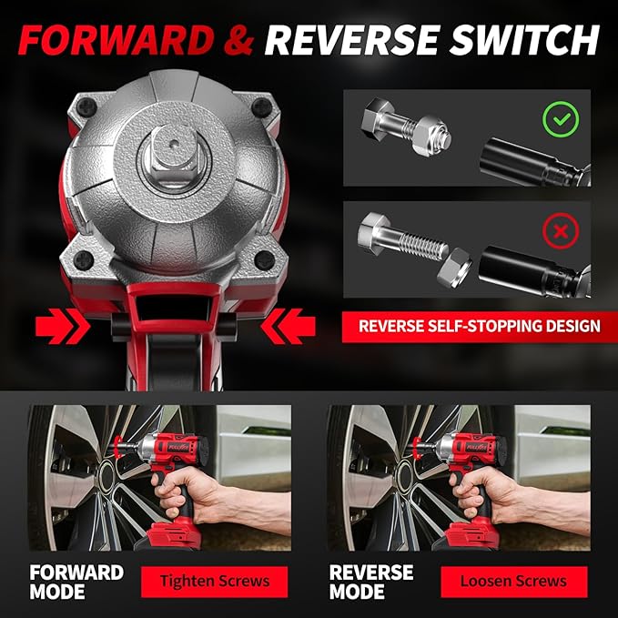 1/2" Cordless Impact Wrench, 406Ft-lbs (550N.m) Brushless Impact Gun Kit with 2x 4000mAh Battery & Fast Charger, 3000RPM High Torque Electric Impact Wrench, Power Impact Driver for Car Home