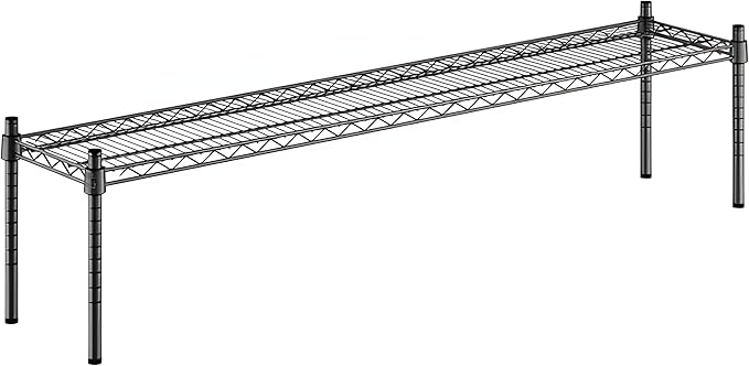 12" x 60" x 14" Black Epoxy Wire Storage Shelf, Dunnage Rack, Commercial 1 Tier Small Shelf