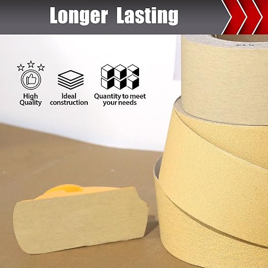 180 Grit PSA Longboard Sandpaper, 20-Yard Long Continuous Roll 2-3/4" Wide Self-Adhesive Sanding Paper for Auto Body Woodworking Metalworking