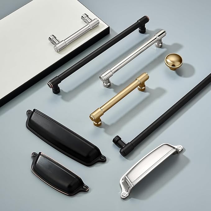 khtumeware 10 Pack 3-1/4 Inch(82mm) Matte Black Cabinet Pulls Kitchen Cabinet Hardware for Cupboard Drawer Pulls Dresser Handle