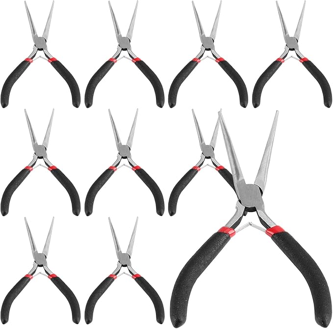 JOIKIT 10 Pack 6 Inch Extra Long Needle Nose Pliers, Mini Precision Needle Nose Pliers Set Repair Tool for Wire Wrapping, DIY Crafts, Electronic Repair