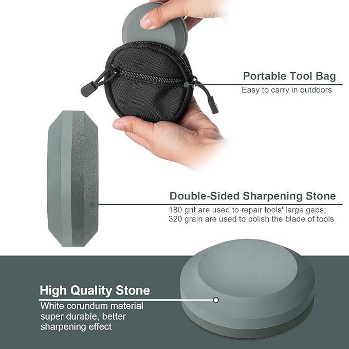 2 Pcs Axe Sharpener Multipurpose Axe Hatchet Sharpening Stone Whetstone Blade and Tool Machete Sharpener Knife set, Dual Grit 180/320 Sharpening with Storage Bag (Gray,Gray-blue)