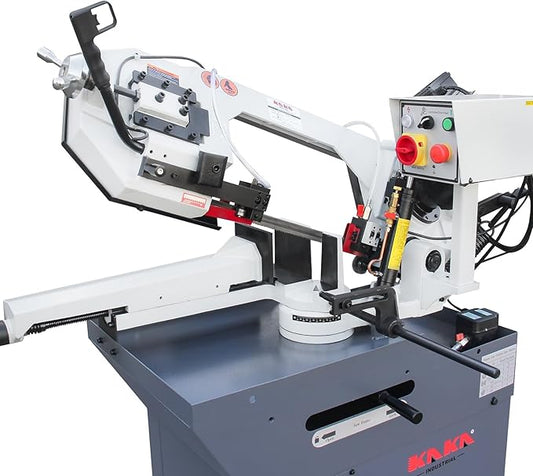 KAKA INDUSTRIAL Metal Band Saw,10-Inch x 7.9-Inch Band Saw 45°/60°/90° Miter Cutting,1.5HP Motor 115V/230V, Worm Gear Drive & Dual Coolant System for Steel, Aluminum, Pipe Fabrication BS-108G