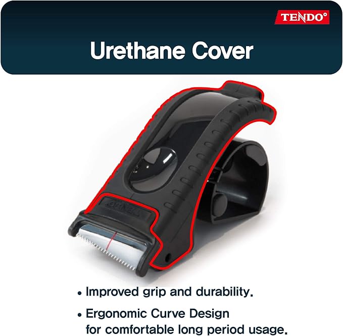 Heavy Duty Shipping Tape Dispenser: TENDO째 Essential Line ??Reusable, Replaceable, Eco-Friendly 2?쇺?Master Piece Dispenser with Patented 10째 Sloped Chromium Blades - P-1200 (3th Gen.)_Black