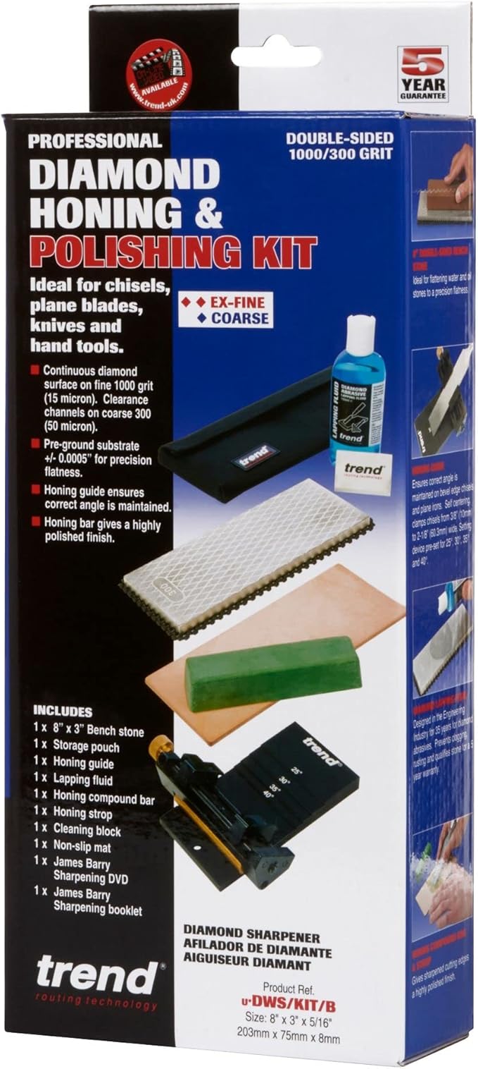 Trend Professional Diamond Whetstone Honing and Polishing Kit for Sharpening Router Bits, Chisels, Knives and Planer Blades, DWS/KIT/B