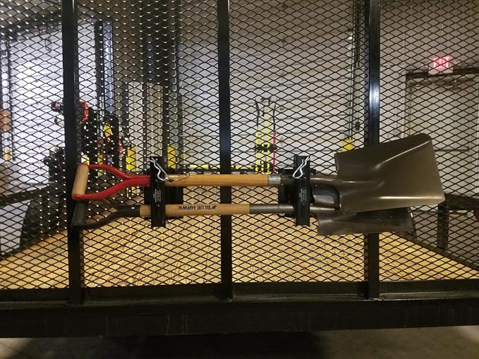 LockJaw Heavy Duty Steel 2 Hole Shovel Holder for Truck Beds - 2 Slot Garden Tool Storage for Long-Handled Tools - Commercial Grade Truck Accessories for Trailers and Garages (2 Clamps, No Bracket)DD2