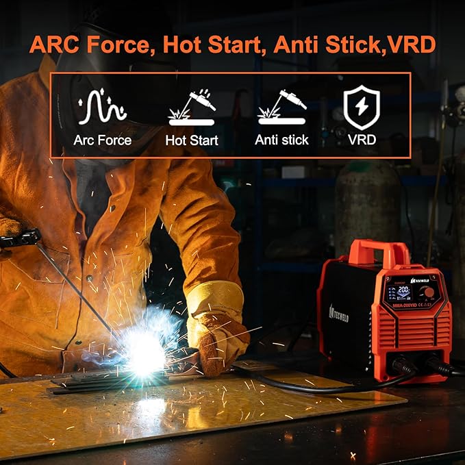 200A Pro Welder, 110V/220V Dual Voltage 2 In 1 ARC/Lift TIG Welding Machine with Synergic Control, IGBT Inverter Stick Welder with Large LED Display, Hot Start, VRD, Arc Force and Anti-Stick