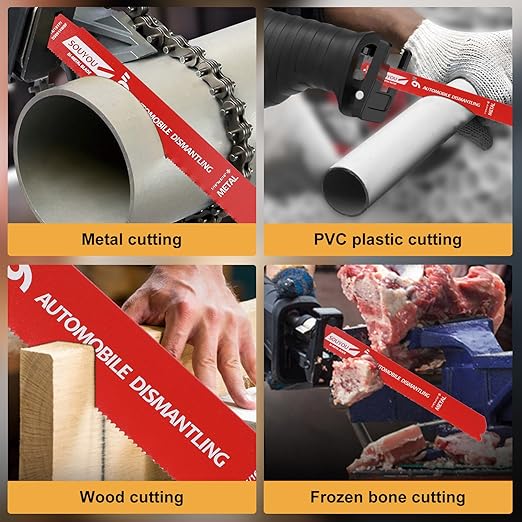 13 Pack 9 in 14/18 TPI and 13 Pack 6 in 14/18 TPI Bi-Metal Reciprocating Saw Blades for Automobile Dismantling Metal Steel Cutting Non-Stick Coated for Less Heat for 1/16-5/16 Medium Metals