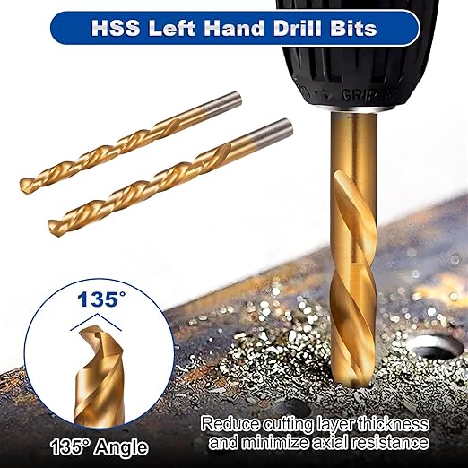 Toolwiz Easy Out Screw Extractor Set ??14PCS Broken Bolt Extractor Kit with HSS Left Handed Drill Bits for Removing Stripped Screws, Broken Bolts, Damaged Nuts Easy Out Set with Canvas Bag