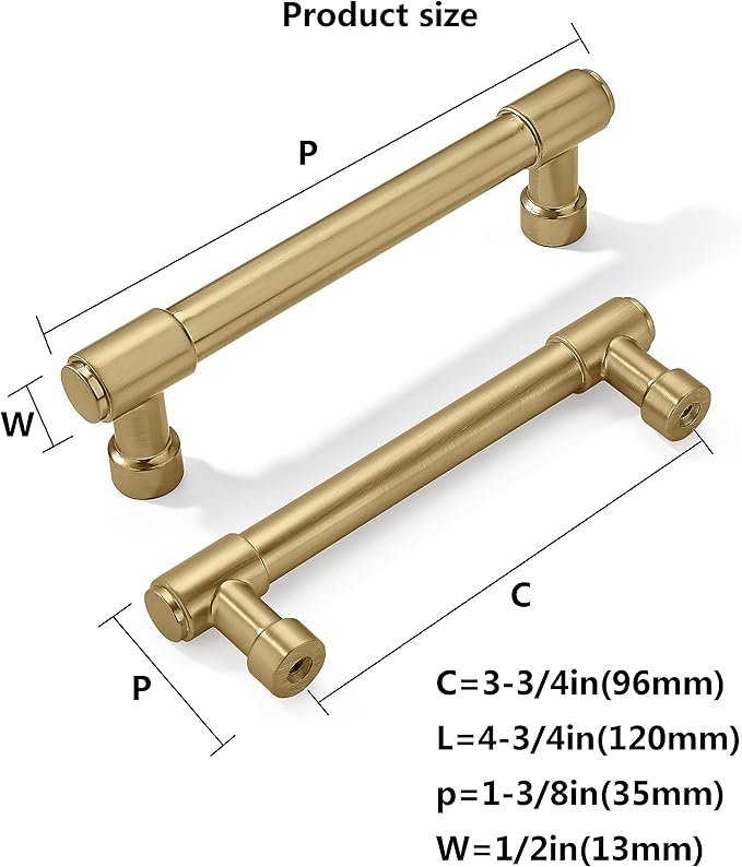 khtumeware 20 Pack 3-3/4 Inch(96mm) Champagne Bronze Cabinet Pulls Satin Brass Cabinet Handles Gold Kitchen Cabinet Hardware for Cupboard Drawer Pulls Dresser Handle