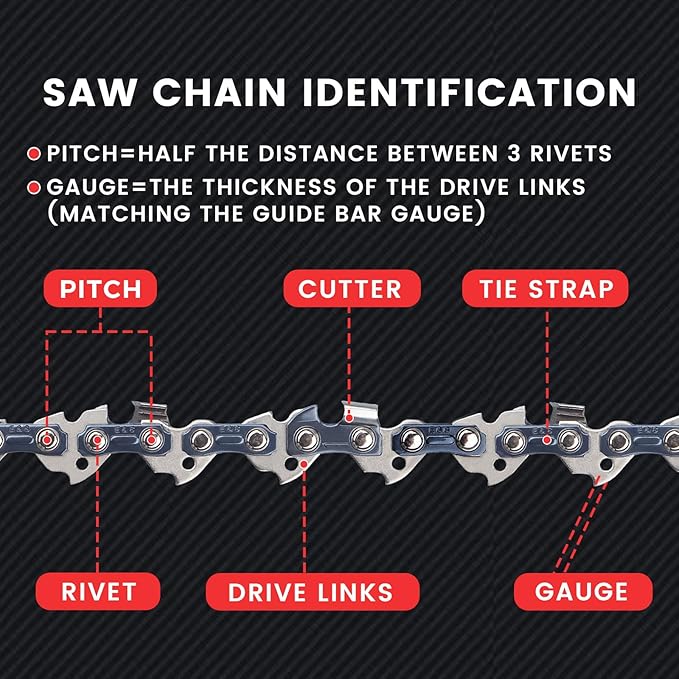 E & S 3 Pack 10 Inch Chainsaw Chain 3/8" LP Pitch .050" Gauge 40 Drive Links Semi-Chisel Chain Saw Chains for Husqvarna, Poulan, Craftsman, Greenworks and More Chainsaw Brands