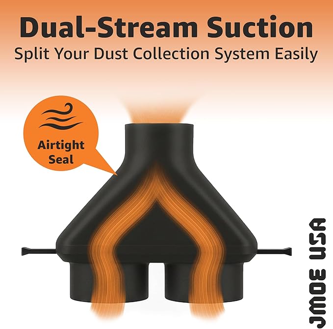Jmoe USA 2.5 Inch Shop Vac Y Connector Splitter With Individual Blast Gates | Dust Collection Hose Splitter | Fits Ridgid, Craftsman, and Most Wet Dry Vacuums