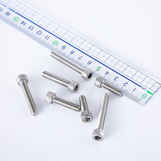 Cicidorai M5-0.8 x 30mm Socket Head Cap Screws Bolts, 304 Stainless Steel (A2-70), Allen Socket Drive, Bright Finish, Full Machine Threads, Quantity 50