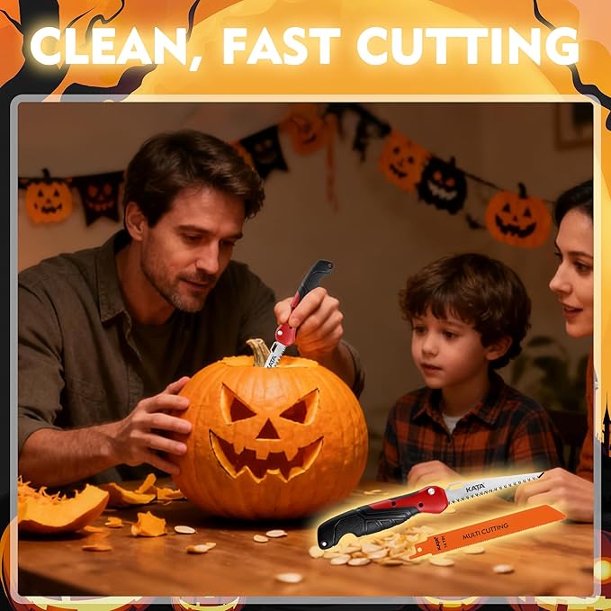 KATA Folding Hand Saw for Crafts - 2-In-1 Compact Drywall Cutter Hacksaw Tool with Quick Change Bi-Metal Blade - Small Job Saw, DIY HandSaw for Cutting Metel, Wood, PVC, Sheetrock, Plywood, Model