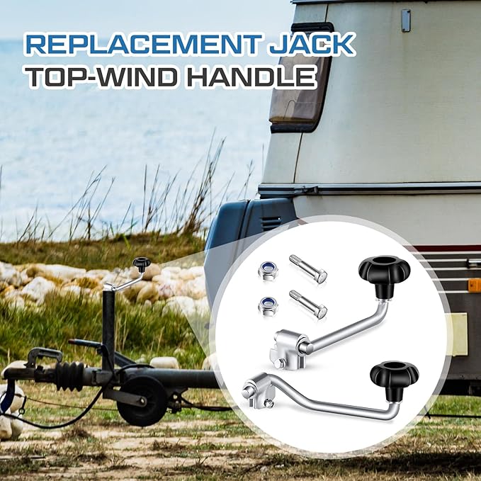 2 Set Trailer Jack Handles Replacement Crank Accessories Fits Most Trailer Jacks, Comes with Bolt Nut Spacers, Top Wind Jack Handle Red and Black (Black)