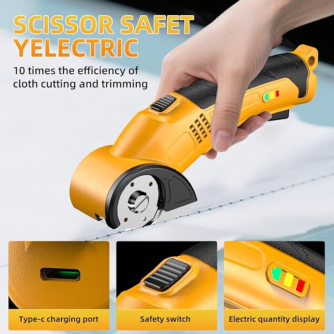 Cordless Electric Scissors Cutter Electric Scissors for Cardboard, Fabric,Carpet,Leather,Box