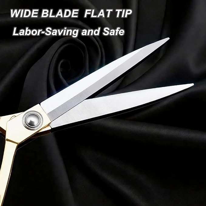 Professional Tailor's Scissors, Heavy Duty Stainless Steel Fabric Cutting Shears, Composite Alloy Blade (Gold, 9.5 inches)