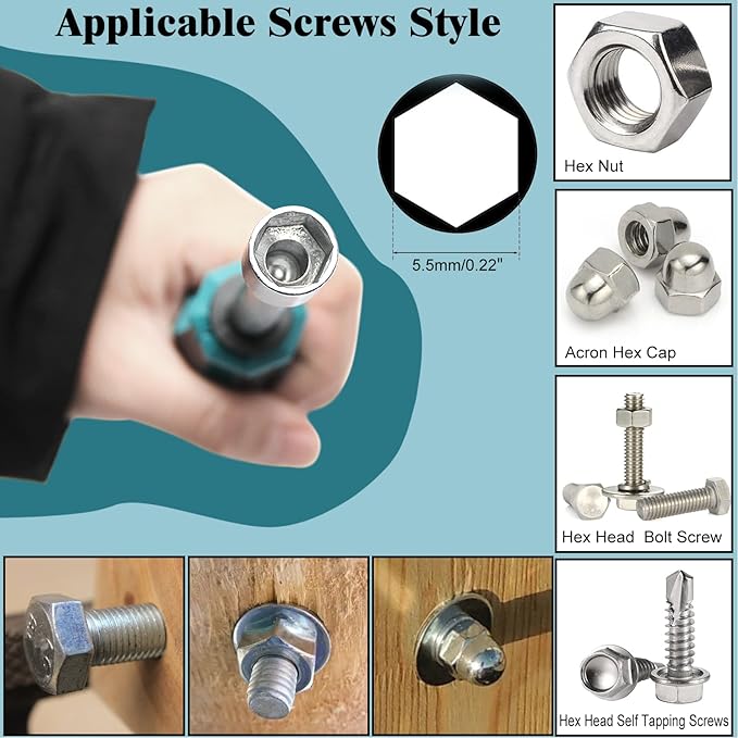 Utoolmart Socket Wrench Screwdriver, 5.5mm Non-Magnetic Tip Hex Nut Driver, Socket Driver Hex Nut Key Wrench Screwdriver, with 75mm Cr-V Steel Round Shaft, Screwdriver Nutdriver Hand Tool