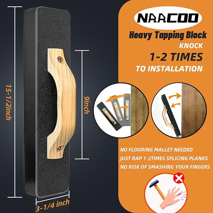 NAACOO Laminate Flooring Tools,Vinyl Flooring Tools, Heavy Tapping Block, Heavy Pull Bar, 10?쒬ontour Gauge, 20pc Upgrade Flooring Spacers, Rubber Mallet - Professional 5 in 1 Flooring Installation Kit