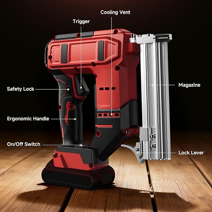2-in-1 Cordless 18GA Brad Nailer & Crown Stapler ??Compatible with Milwaukee 18V Battery (No Battery) ??Nail Gun/Staple Gun Battery Powered with 1200 Nails/Staples for Woodworking, DIY and Upholstery