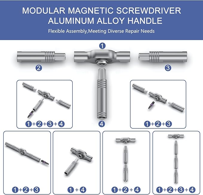 24 in 1 Magnetic Screwdriver Set, DIY Ratchet Screwdriver Set, Multi Bit Magnetic Drive Set with Detachable Ratchet Handle Portable Compact Repair Tool Kit for Furniture Computer Bicycle