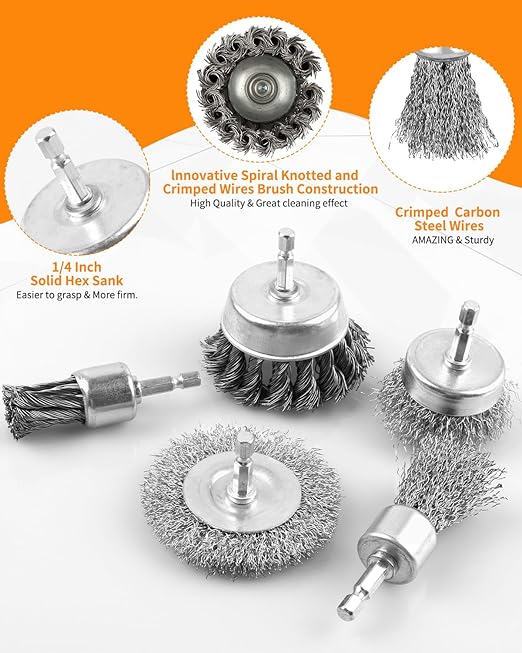 20 Pcs Wire Wheel for Drill, Heavy Duty Wire Brush for Drill, 1/4'' Hex Shank Wire Cup Brush Coarse Carbon Steel Crimped, Great for Cleaning Rust, Paint, Abrasive and Drill Attachment