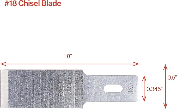 Excel Blades #18 Wood Chisel Blades ??1/2" High Carbon Steel Replacement Blades (100-Pack) ??Fits K2, K5, K6 Handles ??Precision Carving, Shaving, and Crafting ??Made in USA