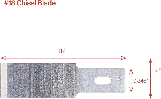 Excel Blades #18 Wood Chisel Blades ??1/2" High Carbon Steel Replacement Blades (100-Pack) ??Fits K2, K5, K6 Handles ??Precision Carving, Shaving, and Crafting ??Made in USA