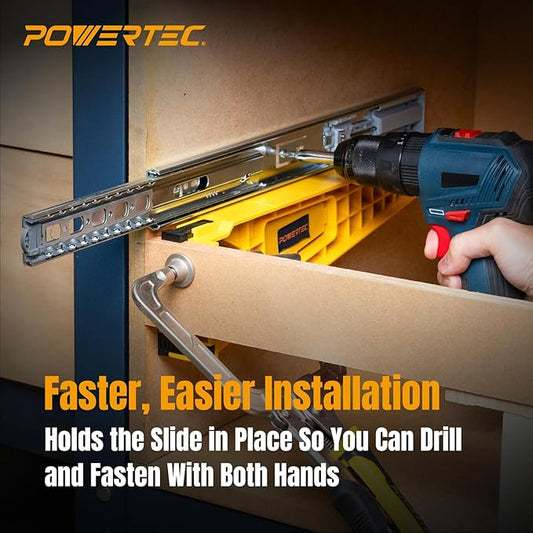 POWERTEC Drawer Slide Jig Set ??Drawer Slide Installation Tool for Cabinets Desks Dressers Kitchen Drawers and Woodworking Projects ??Supports Framed & Frameless Cabinets (72349)