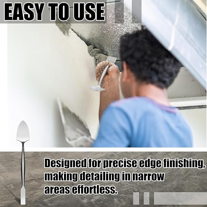 1/2" Trowel And Square Masonry Tools Forged Steel Trowel Concrete Tool Ornamental Stucco Tool Long-lasting Masonry Plaster Spatula for Glazing, Patch Work, Plaster, and Archeology
