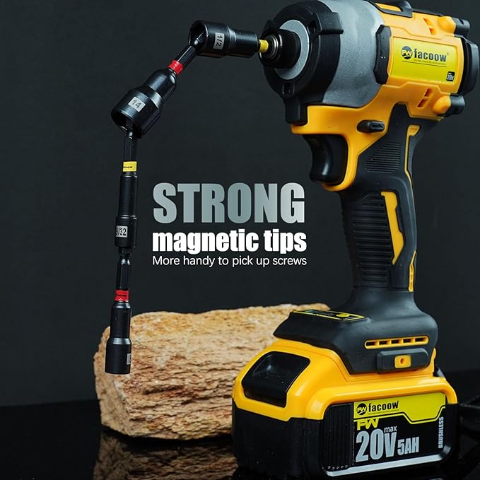 Magnetic Nut Driver Set for Impact Drill, 15 Pcs with Metric & SAE with Storage Case, Durable for Professional and Diy Projects
