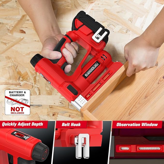 18V Cordless 2-in-1 Brad Nailer & T50 Stapler Gun (Tool Only, Battery Not Included), Lightweight Design, Includes 800 Nails/Staples for Woodworking, Upholstery, DIY Home Renovation