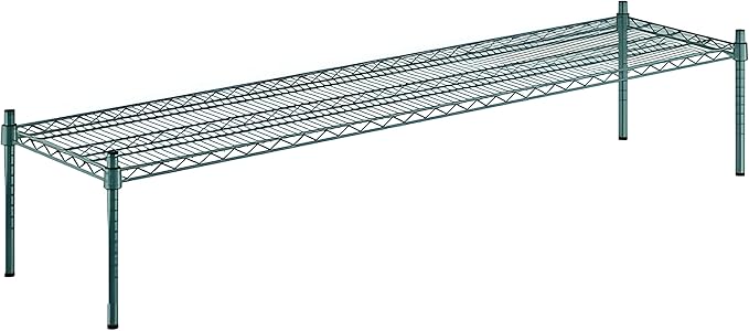 18" x 72" x 14" Green Epoxy Wire Storage Shelf, Dunnage Rack, Commercial 1 Tier Small Shelf